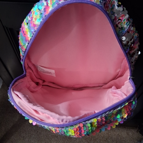 NWT Cat & Jack Little Girl's Sequin Backpack     10"× 12" - Picture 8 of 9